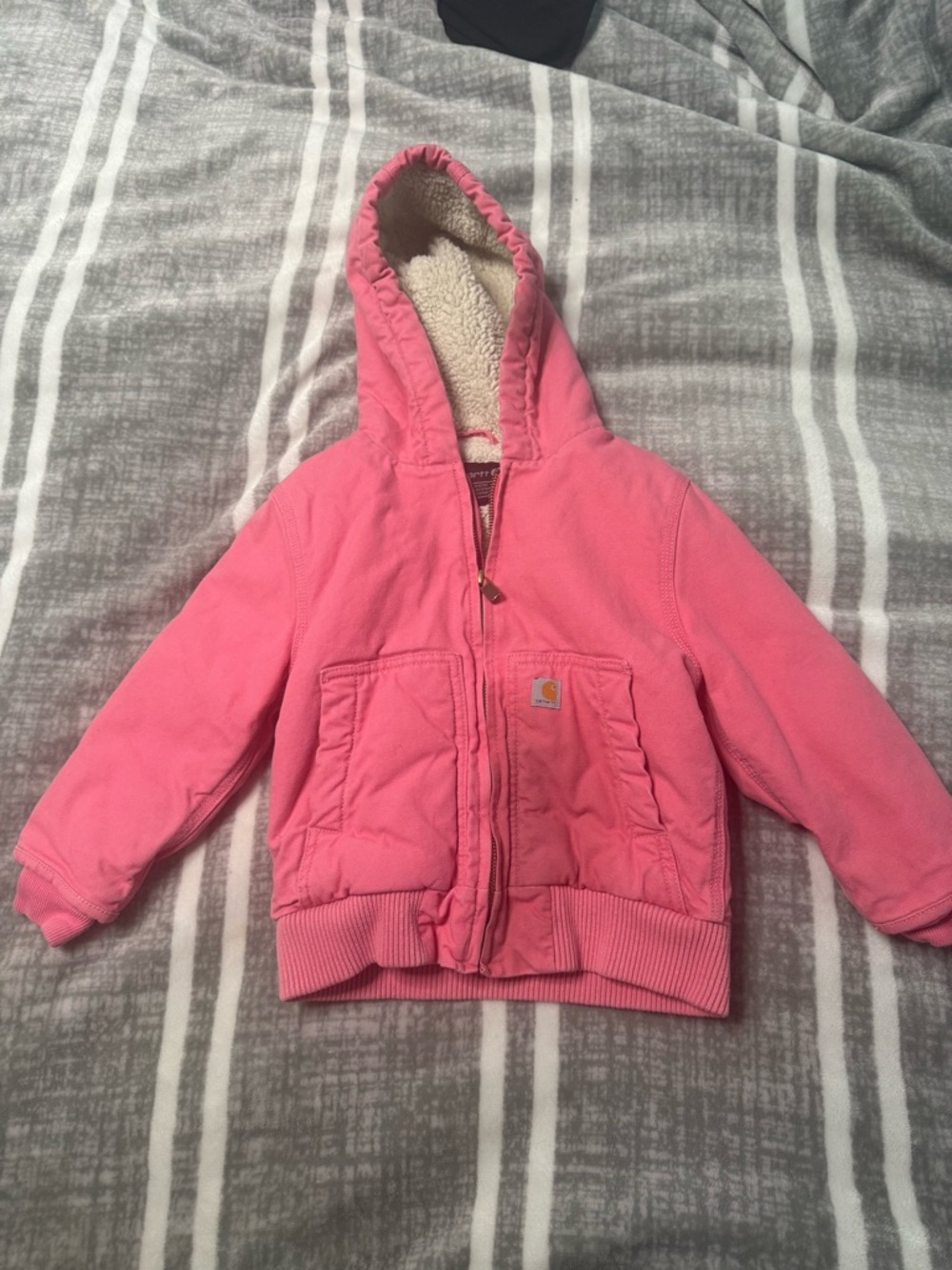 Carhartt Kids Pink Hooded Sherpa Jacket